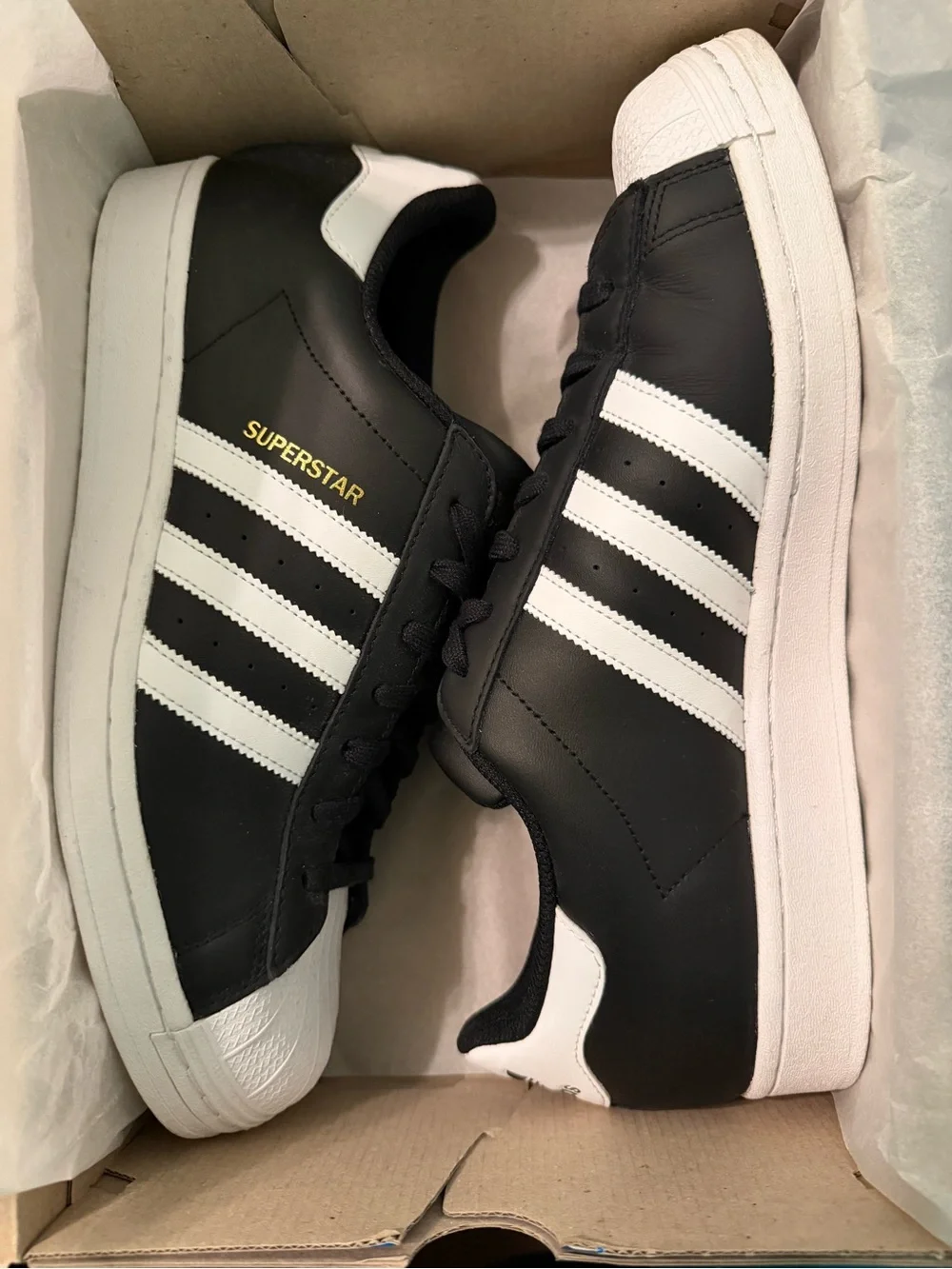 Adidas Black & White Superstar Men’s Sneakers-Size 12 - Picture 1 of 7